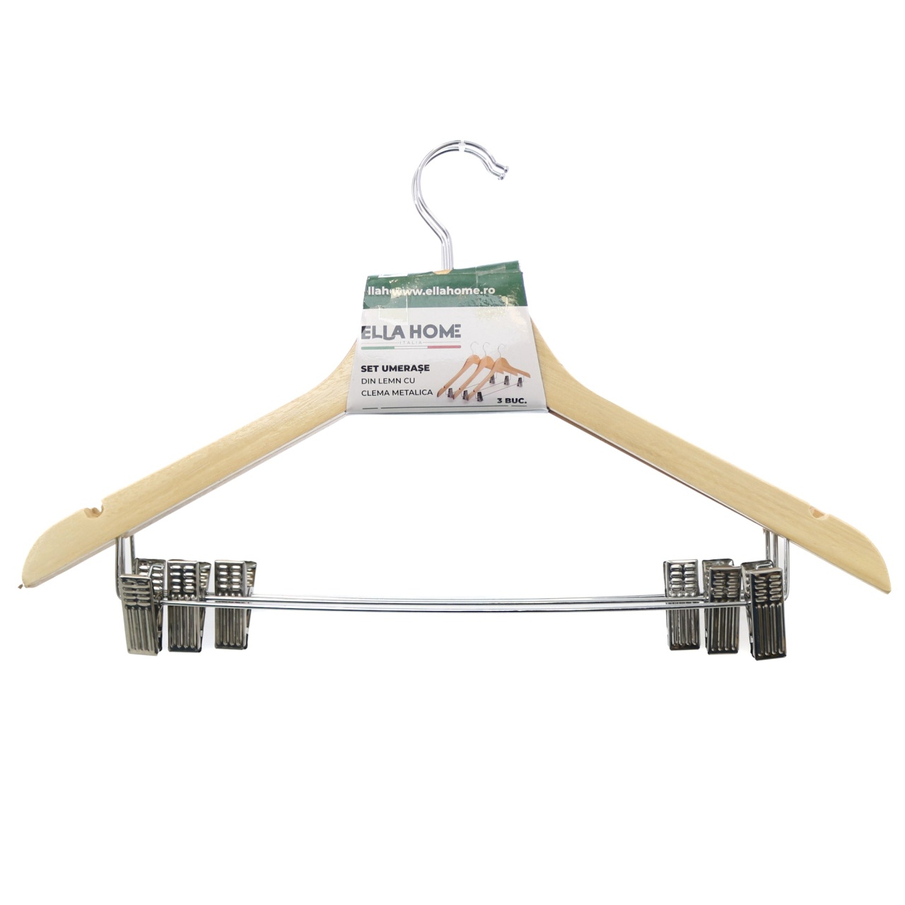 Set 3 umerase cu clema metalica, Natur, 45x25cm