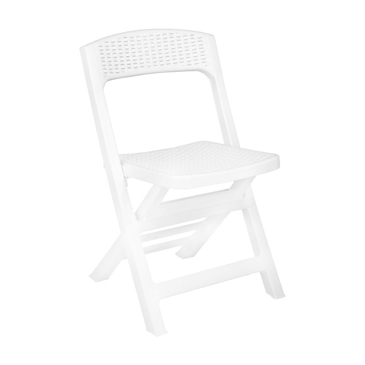 Set 4 scaune terasa/gradina Progarden, Asso, pliabil, polipropilena, alb, 44 x 48 x 76 cm, Resigilat, Grad A