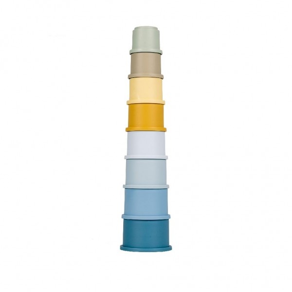 Set 8 cupe de baie stivuibile Little Dutch albastre