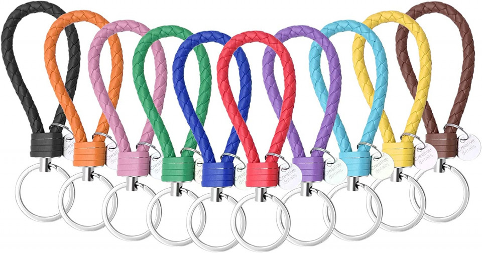 Set de 10 brelocuri pentru chei Bakiauli, multicolor, otel inoxidabil/piele, 12 cm