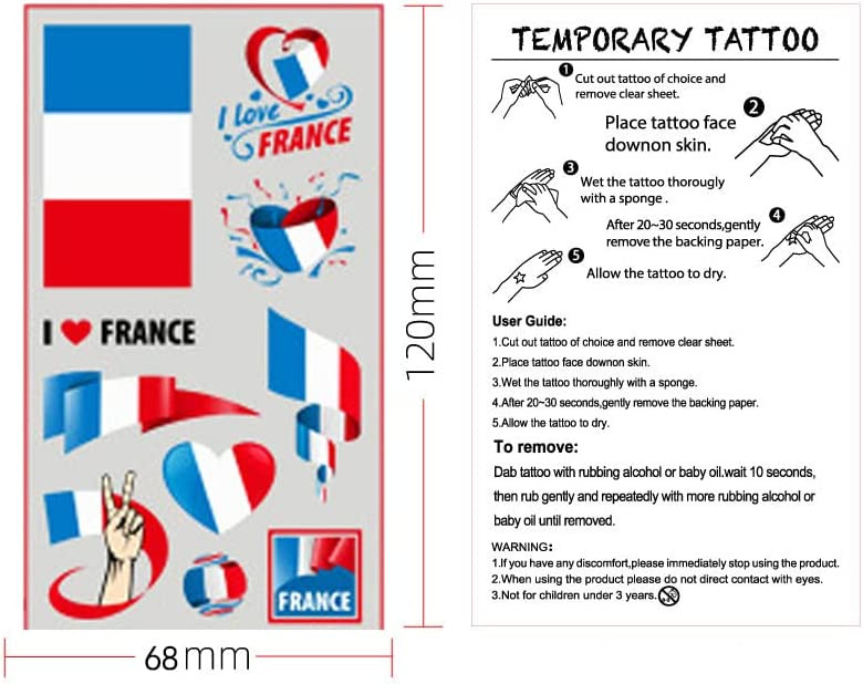 Set de 10 foi cu tatuaje temporare pentru cupa mondiala ZETIY, multicolor, 68 x 120 mm