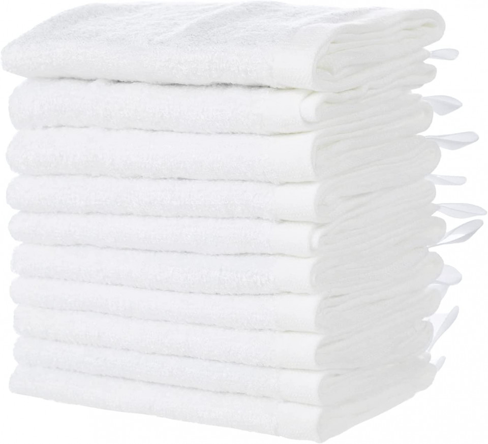 Set de 10 prosoape bebelusi MINIMOTO, textil, alb, 25 x 25 cm Alb imagine noua