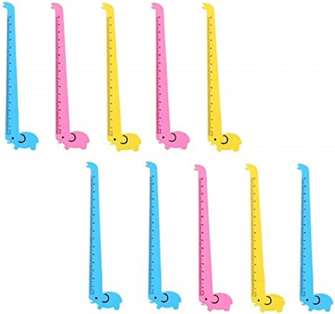 Set de 10 rigle XLKJ, model animat, plastic, multicolor, 20 x 3 cm