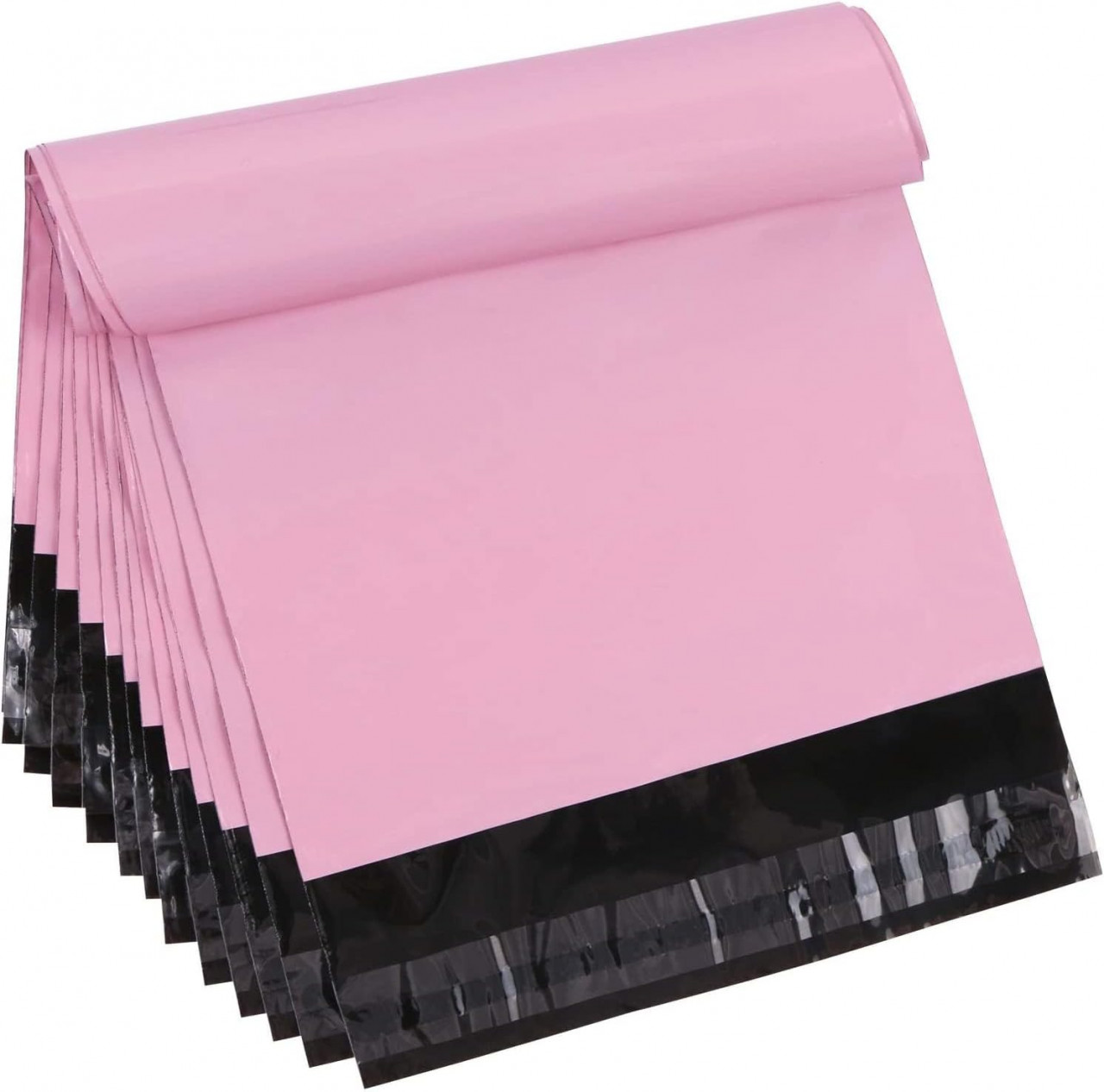 Set de 100 pungi de transport Pobuu, plastic, roz, 30 x 22 cm