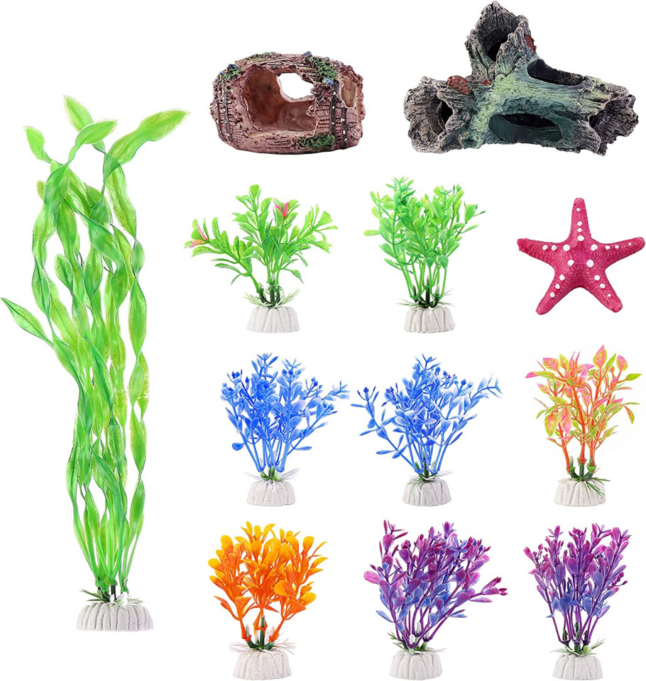 Set de 12 decoratiuni pentru acvariu Filhome, rasina/plastic, multicolor Accesorii pentru casă 2023-09-21