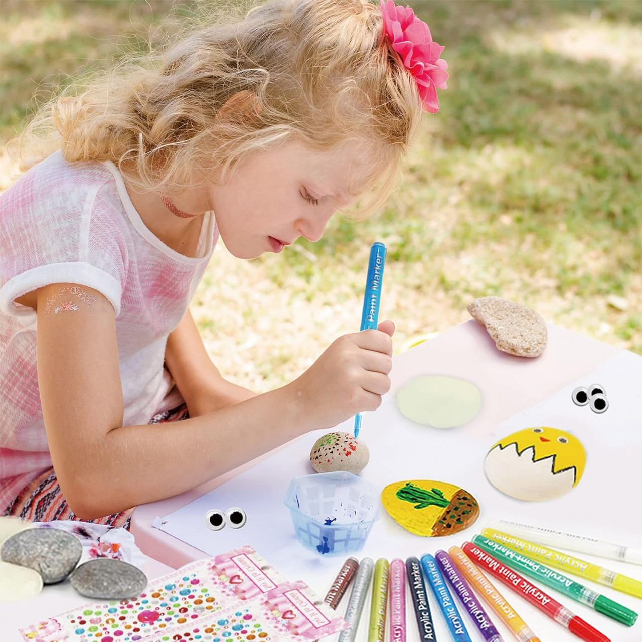 Set de 12 pietre pentru pictura Wit & Work, negru, 6-8 cm