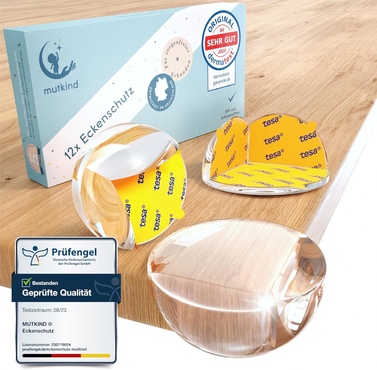 Set de 12 protectii pentru colturile mobilierului Mutkind, silicon, transparent, 4 x 4 cm