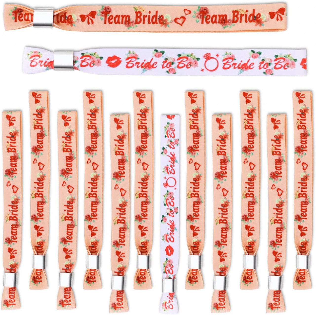 Set de 14 bratari pentru nunta Dpkow, textil, multicolor, 16,2 x 1,5 cm