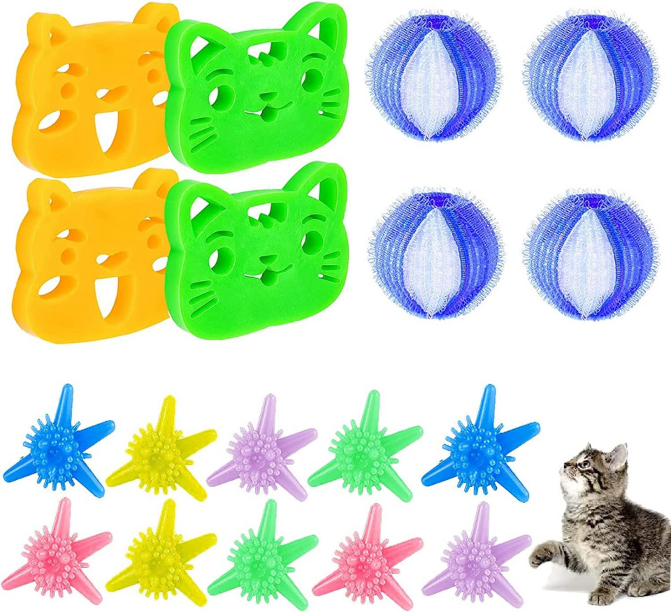 Set de 18 piese pentru indepartarea parului de animale in masina de spalat Qupuce, silicon, multicolor