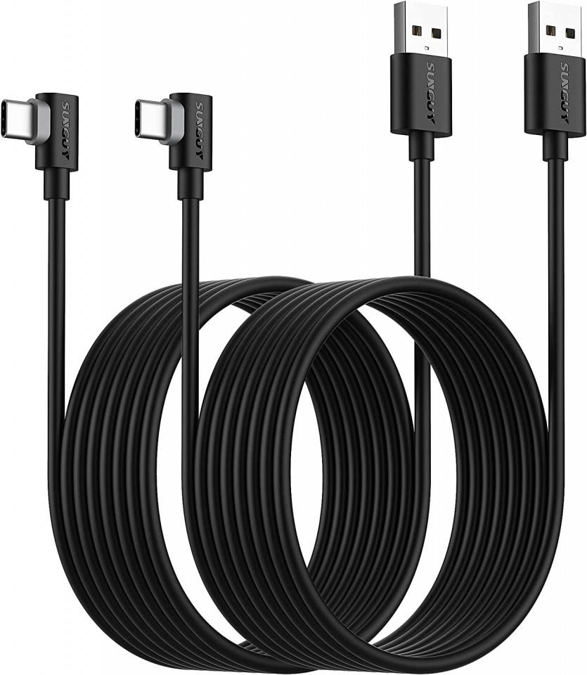 Set de 2 cabluri USB tip C SUNGUY, negru, plastic, 3 m