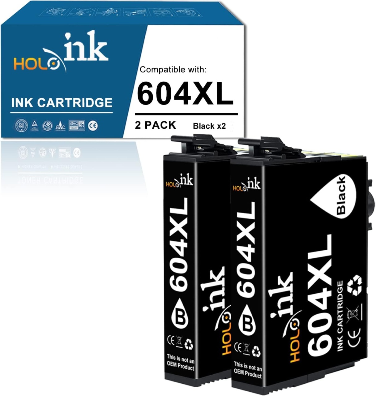 Set de 2 cartuse 604XL pentru imprimanta Epson 604 Hoinklo, negru