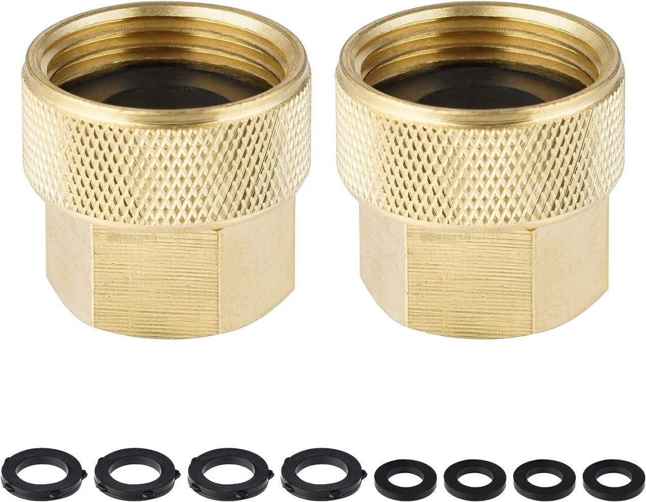 Set de 2 conectori pentru tevi de apa Hibbent, alama, auriu, 3/4 GHT