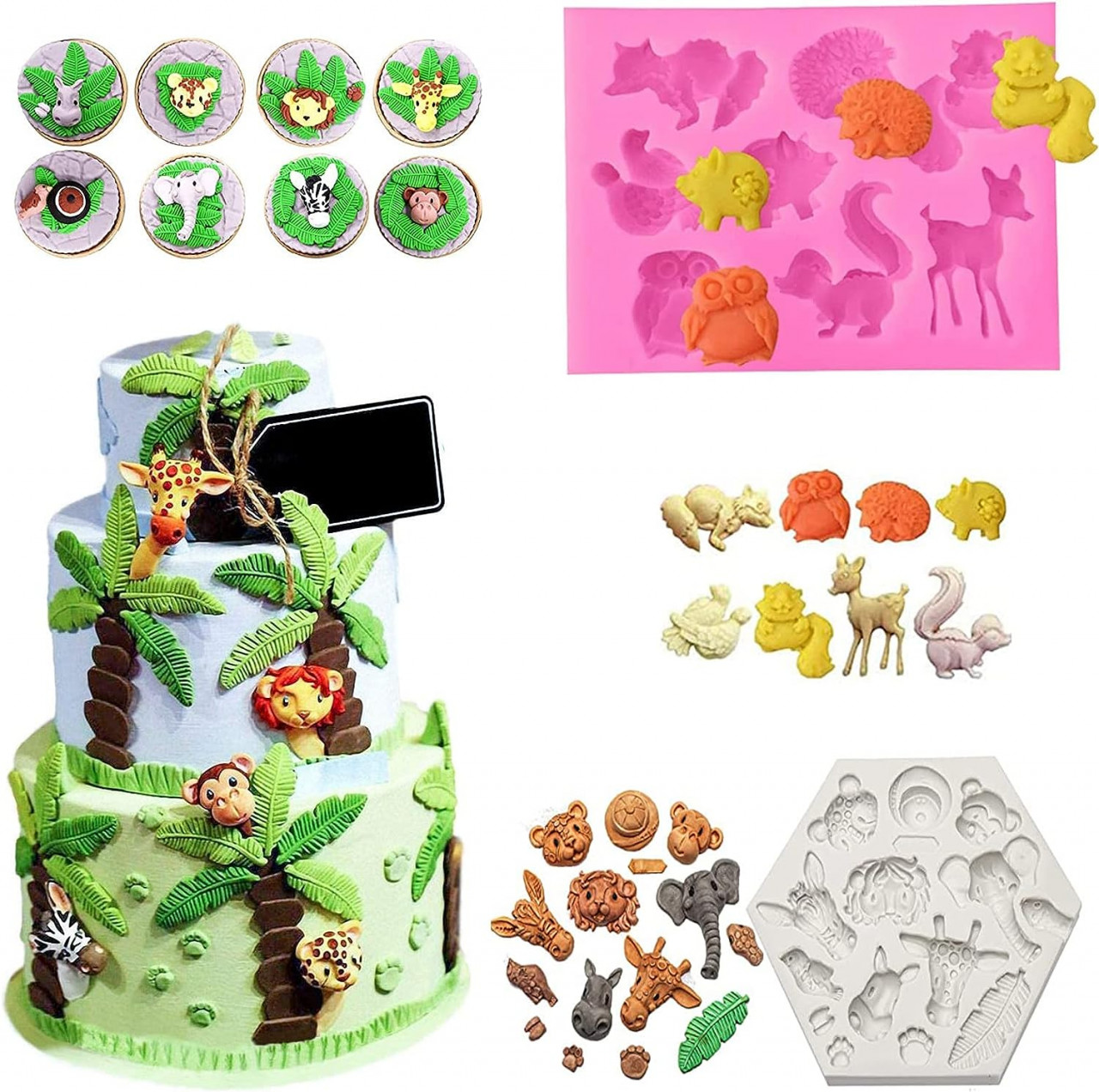 Set de 2 forme pentru bomboane/prajituri Fengguock, silicon, roz/alb, 8,5 x 6,5 cm