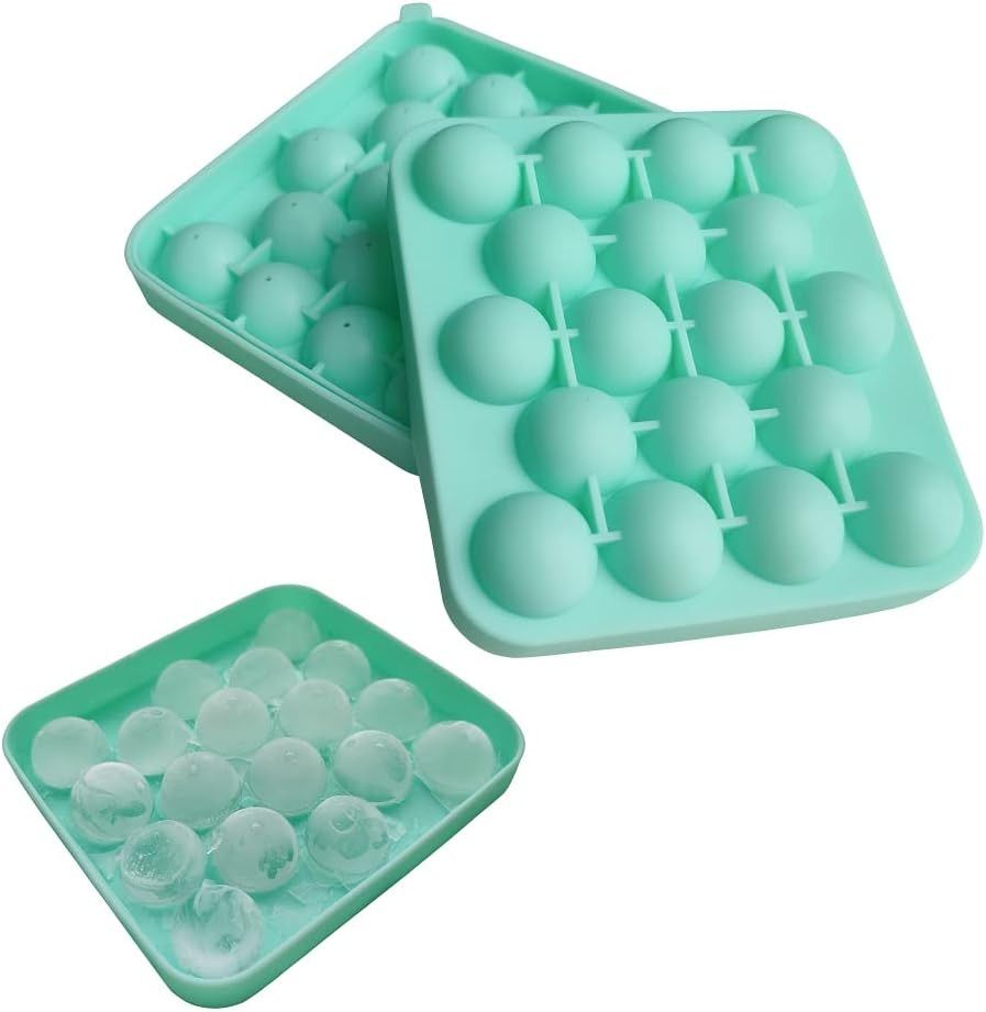 Set de 2 forme pentru gheata Lynnpeng, silicon, verde, 13,5 x 15 cm