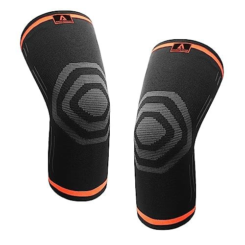 Set de 2 genunchiere Anoopsyche, silicon/textil, negru/portocaliu/gri, marimea M