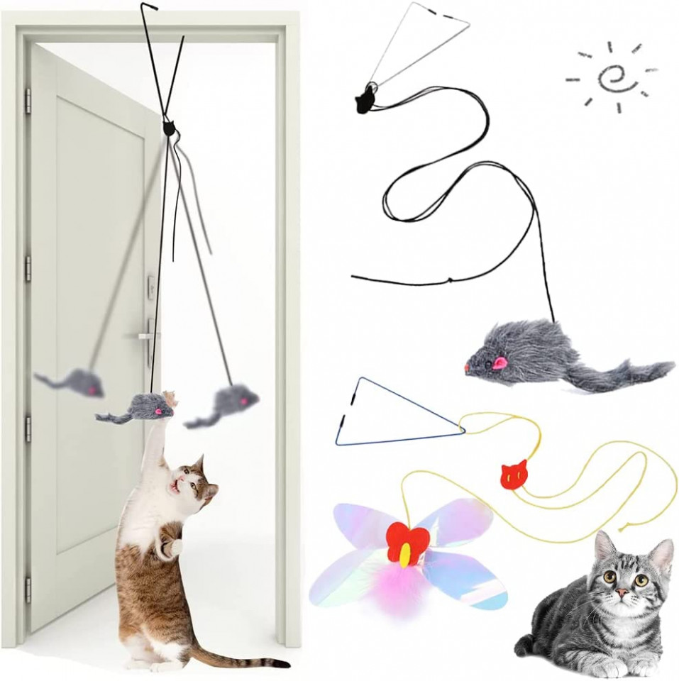 Set de 2 jucarii interactive pentru pisici TDCQ, multicolor, 1,8 m