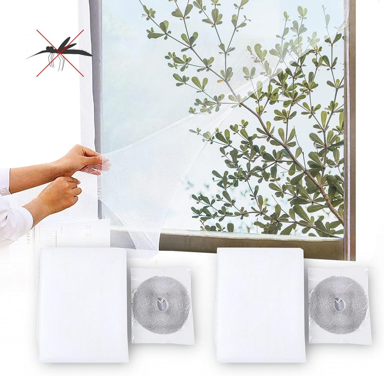 Set de 2 perdele pentru insecte Yisscen, polietilena, alb, 1,5 x 1,3 m