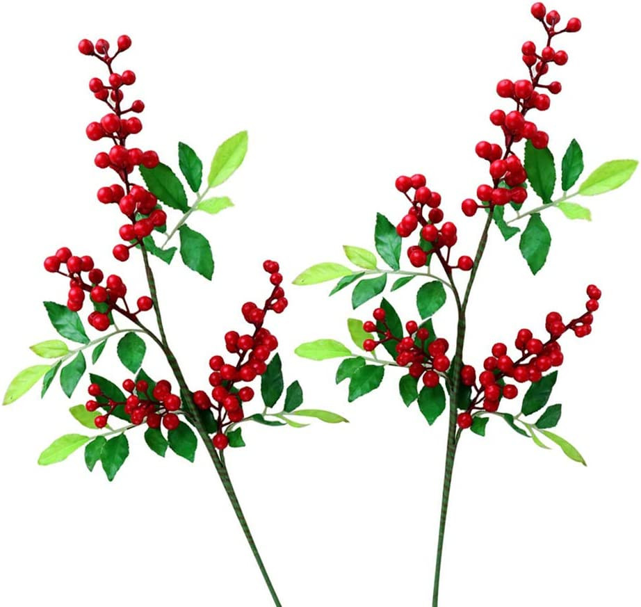 Set de 2 plante artificiale Hpamba, metal/plastic, verde/rosu, 17 cm