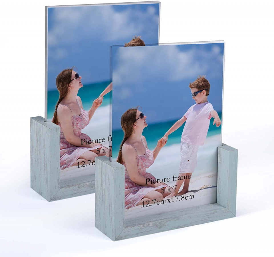 Set de 2 rame foto HORLIMER, sticla/lemn, gri, 18 X 13 cm