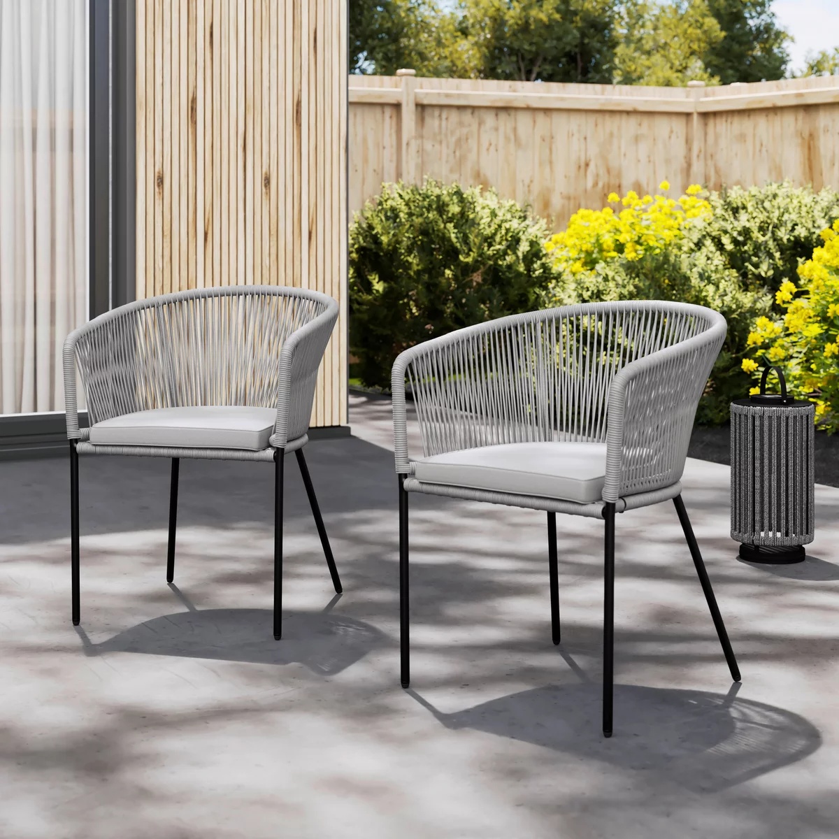 Set de 2 scaune de grădină Victor gri deschis metal/textil