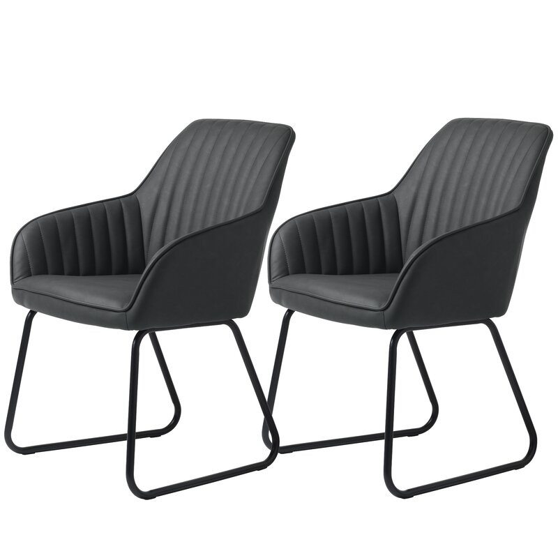 Set de 2 scaune tapitate Lisa, gri inchis/negru, 84 x 57,5 x 59 cm chilipirul-zilei.ro/ pret redus