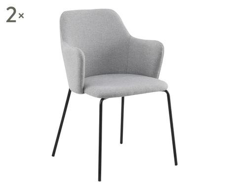 Set de 2 scaune tapitate Oslo, negru/gri, 58 x 53 x 85 cm image1