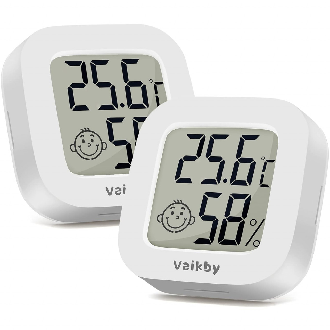 Set de 2 termometre digitale pentru interior Vaikby, ABS, alb, 4, 3 x 4, 3 cm