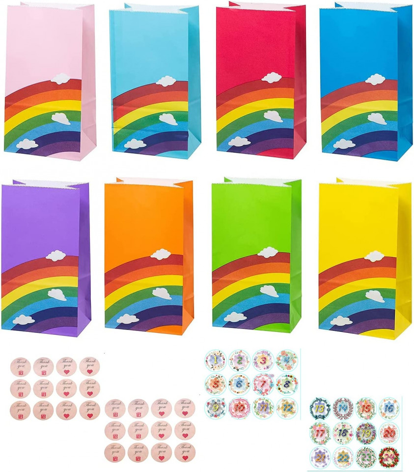 Set de 24 pungi si 48 stickere Gicrel, hartie, multicolor, 24 x 8 x 13 cm Accesorii pret redus