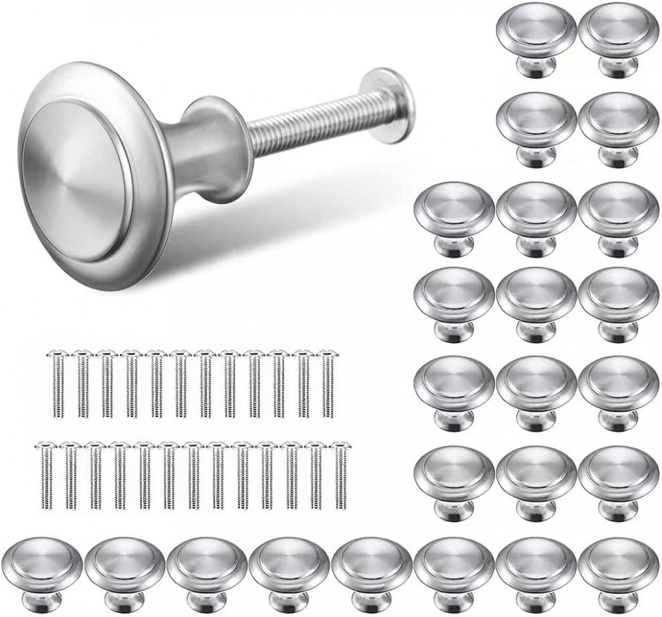 Set de 25 manere pentru dulapuri/sertare SHANHAIKX, argintiu, otel inoxidabil, 30 x 23 mm Accesorii pentru dulapuri și biblioteci 2023-09-25