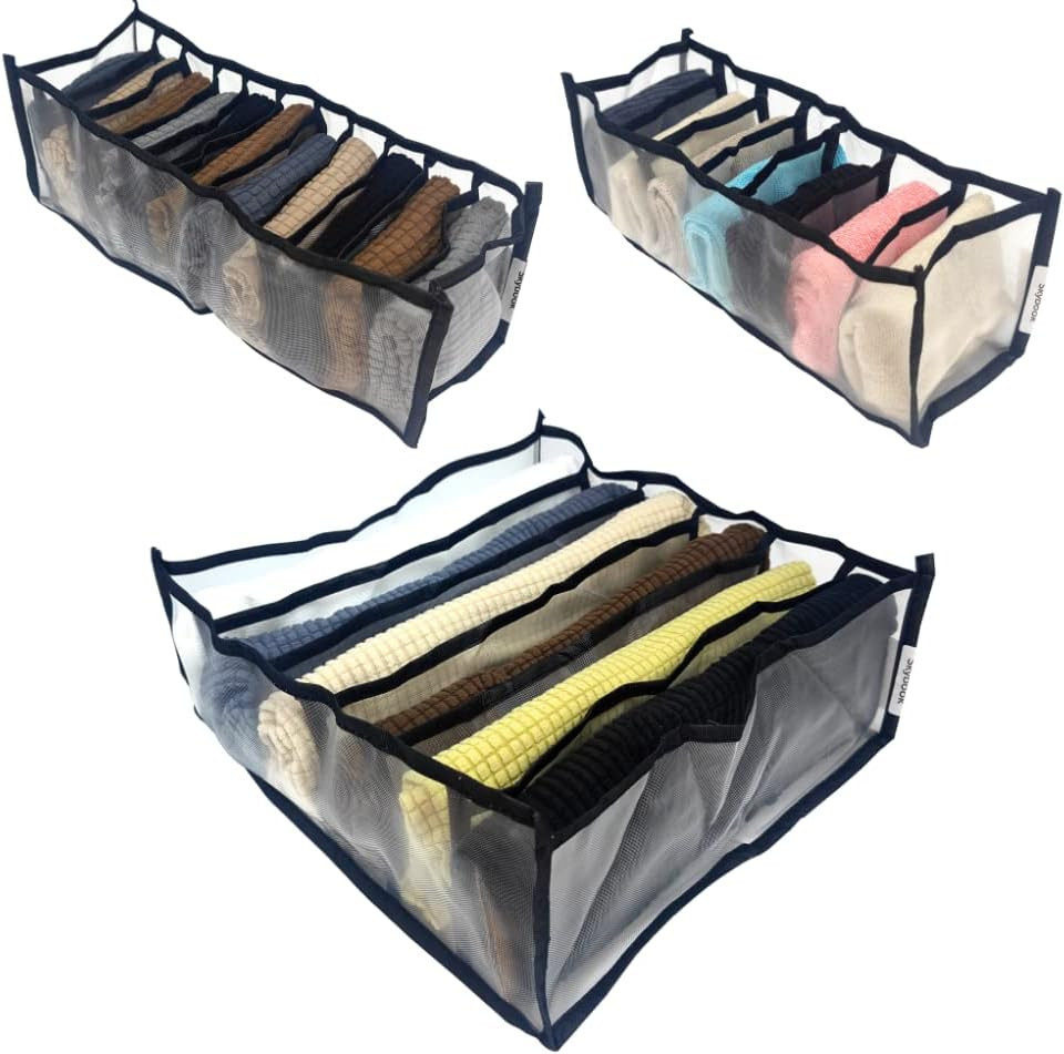 Set de 3 organizatoare pentru imbracaminte Sxspace, nailon, negru