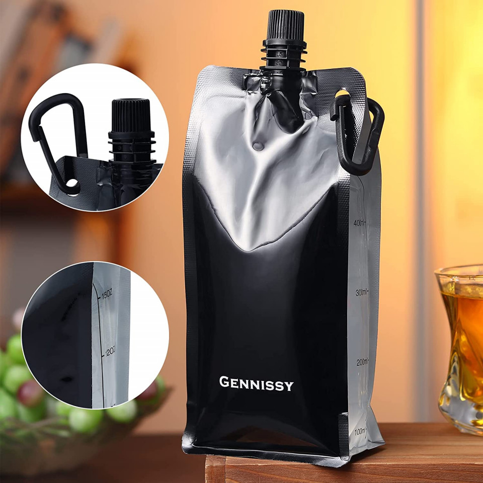 Poze Set de 3 pungi pentru lichide si 3 palnii SLHOWOW, plastic, negru/alb, 9 x 4 x 21 cm, 500 ml
