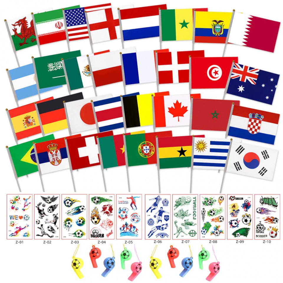 Set de 32 de steaguri cu 10 autocolante si 10 fluiere Formemory, multicolor, hartie/plastic Accesorii pentru petreceri 2023-09-28