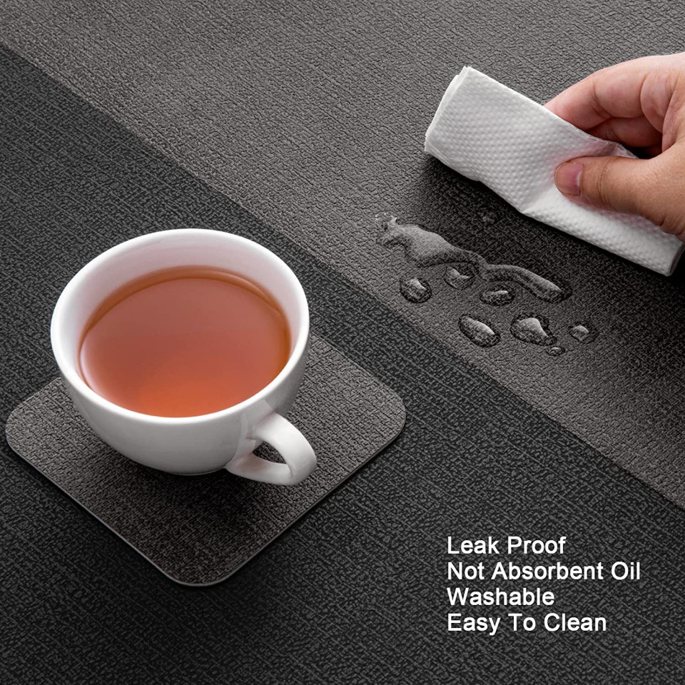 Poze Set de 4 naproane si 4 coastere Myir JUN, piele, negru/gri, 30 x 43 cm / 10 x 10 cm