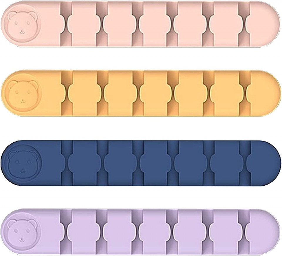 Set de 4 organizatoare pentru cabluri LEXISONG-Zgr, silicon, multicolor, 12,5 x 2 cm 125