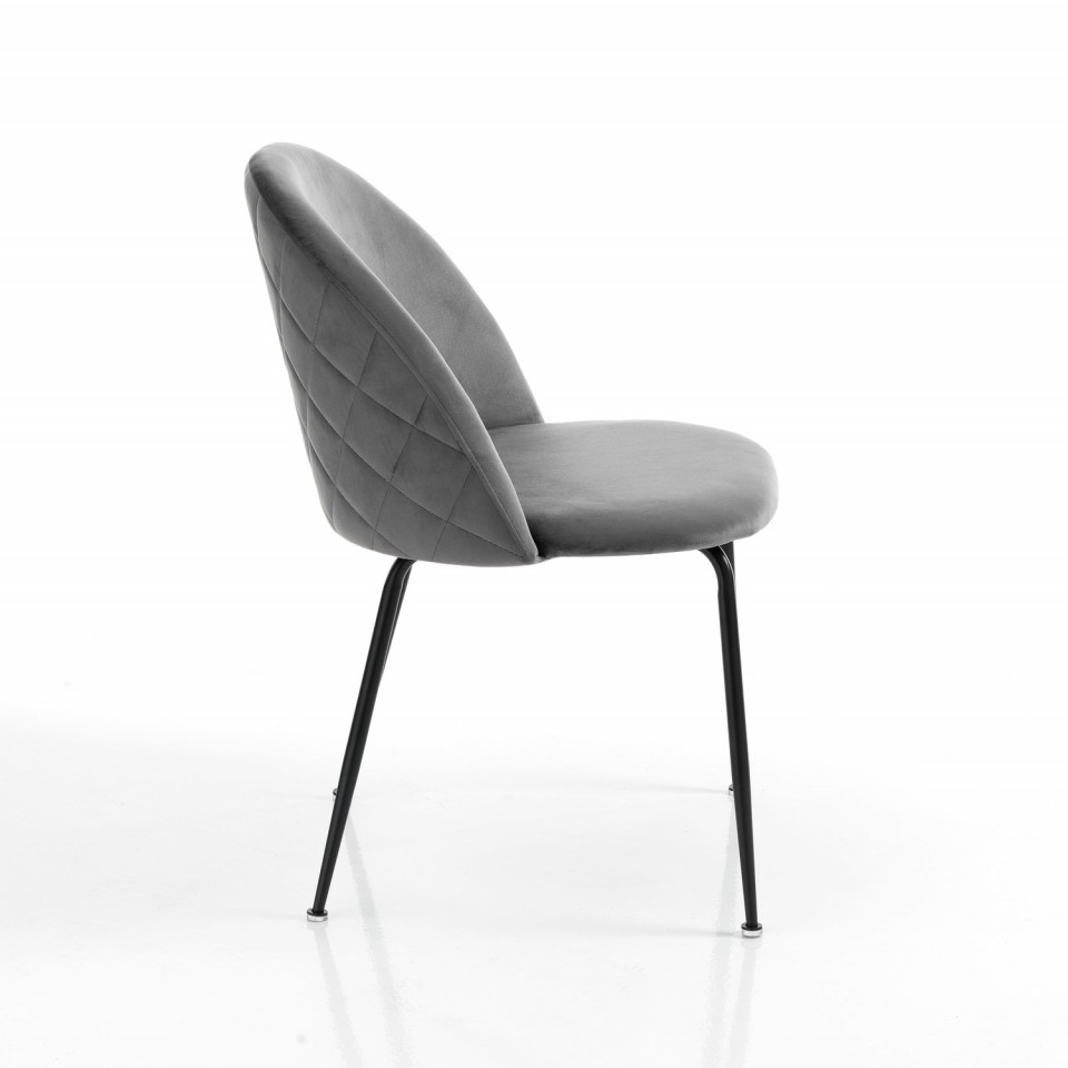 Set de 4 scaune tapitate Selly, gri/negru, 56 x 53 x 76 cm image1