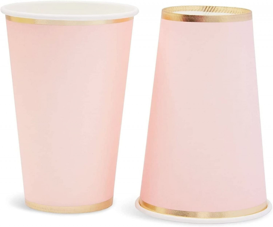 Poze Set de 50 pahare de unica folosinta Juvale, carton, roz/auriu, 340 ml