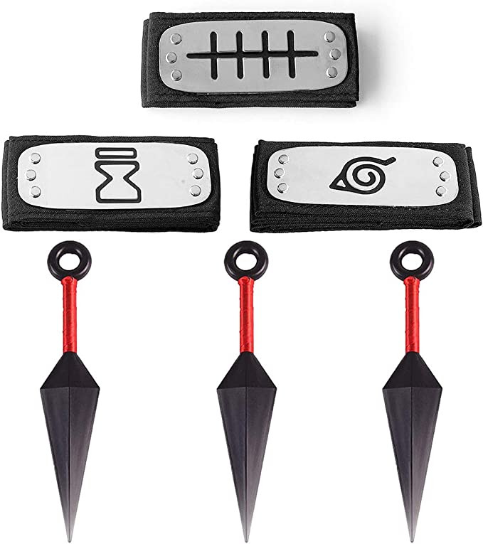 Set de 6 accesorii cosplay DEDC, stofa/metal, negru