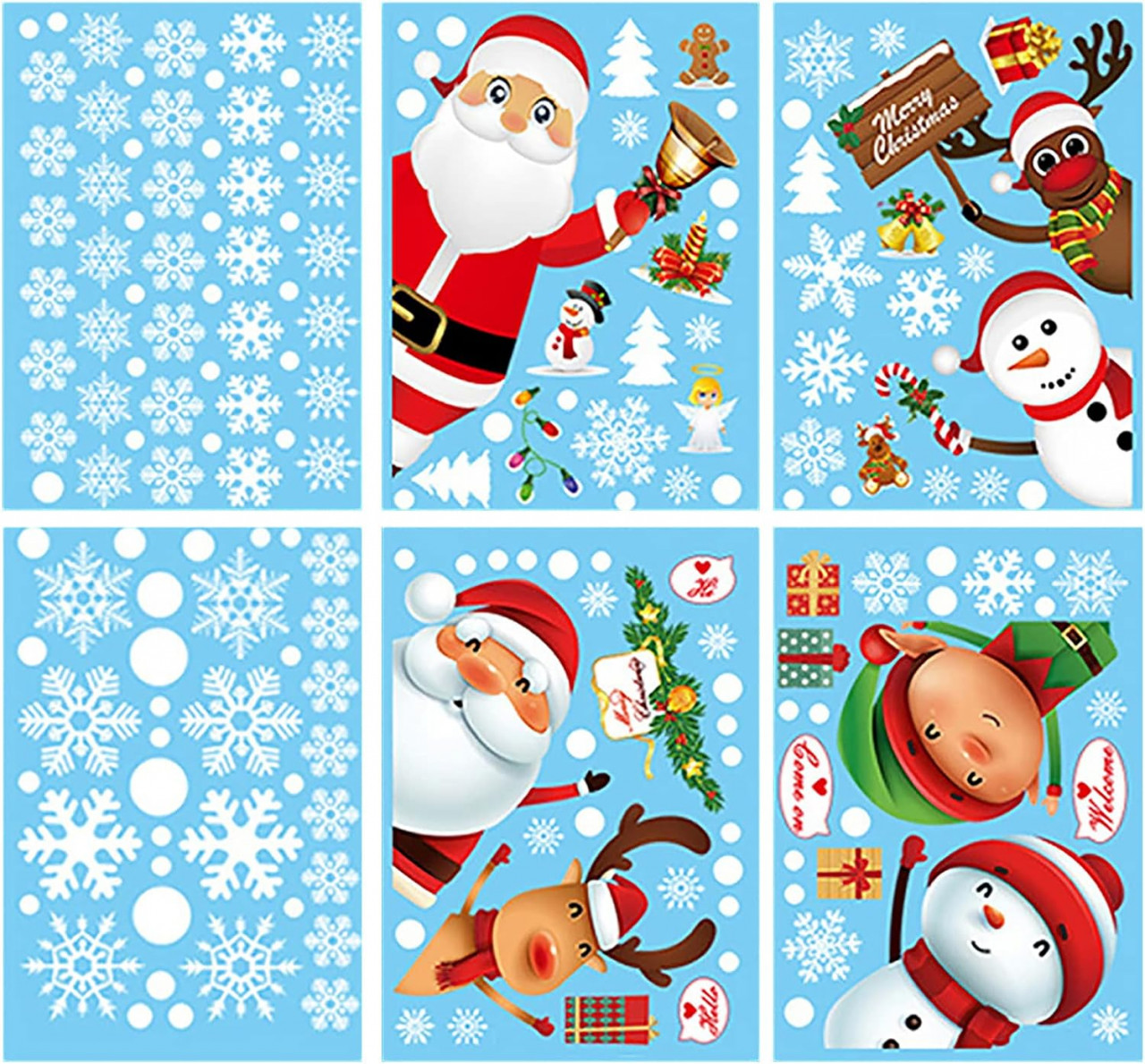 Set de 6 coli cu autocolante de Craciun ZHUYAO, PVC, multicolor, 25 x 35 cm, 182 bucati