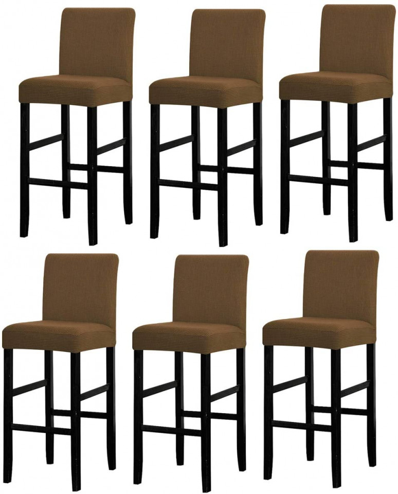 Set de 6 huse de protectie pentru scaune Lansheng, poliester/spandex, caramel, 40 x 42 x 35 cm caramel imagine 2022