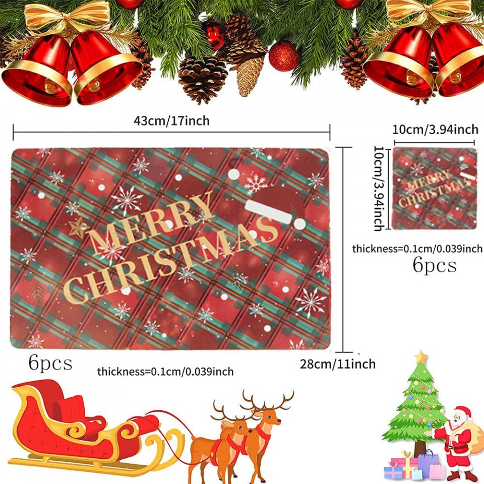 Poze Set de 6 naproane pentru farfurii si 6 naproane pentru cani Anyingkai, multicolor, PVC