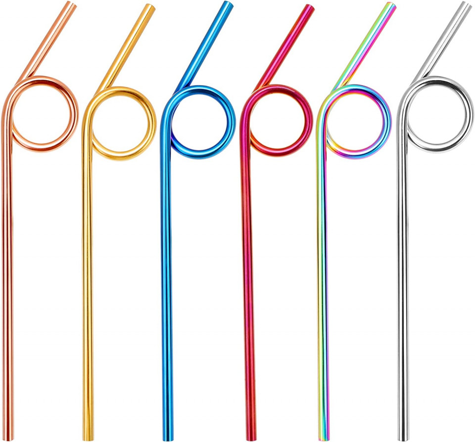 Poze Set de 6 paie reutilizabile Qpout, metal, multicolor, 22 cm