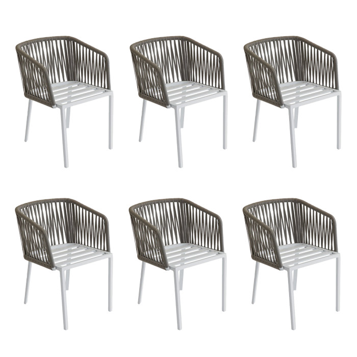 Set de 6 scaune de gradina cu perna Julii Stacking, metal/ ratan, 74 x 57 x 60 cm