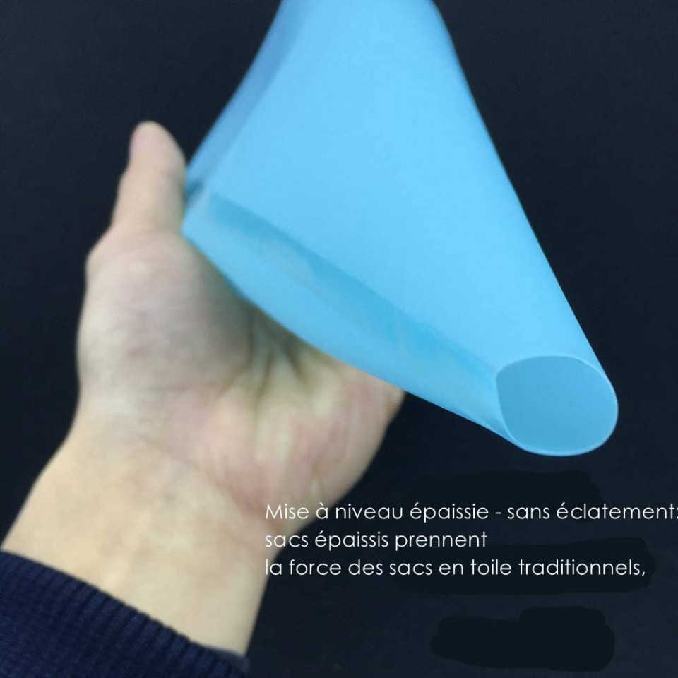Poze Set de 8 duze si sac pentru glazura torturi/prajituri, AukCherie, argintiu/albastru, otel inoxidabil/silicon
