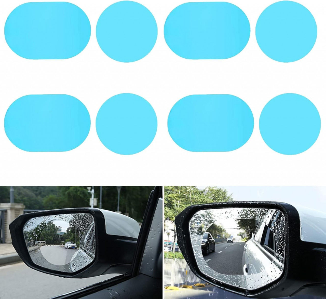 Set de 8 folii de protectie pentru oglinda auto SCOBUTY, PET, transparent, 10 x 10 cm /10 x 14.5 cm 10% imagine noua somnexpo.ro