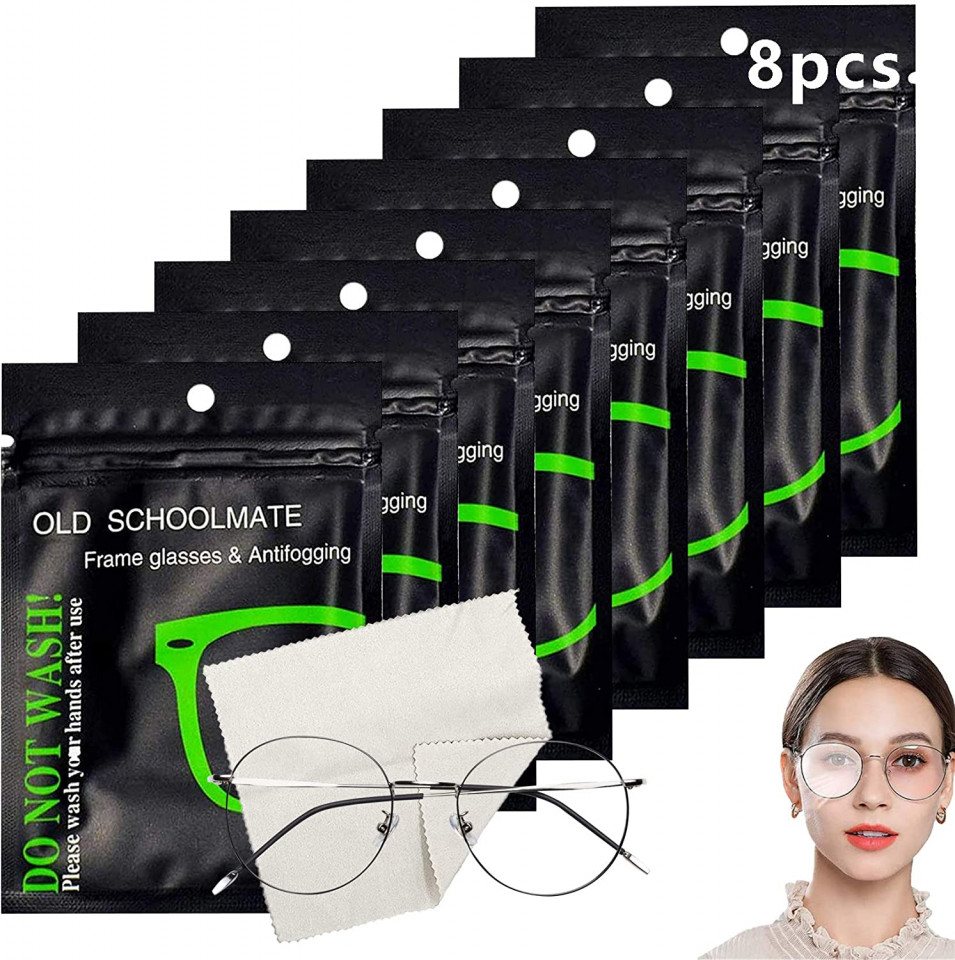 Set de 8 panze pentru ochelari Shengruili, microfibra, gri, 14 x 14 cm chilipirul-zilei.ro imagine 2022