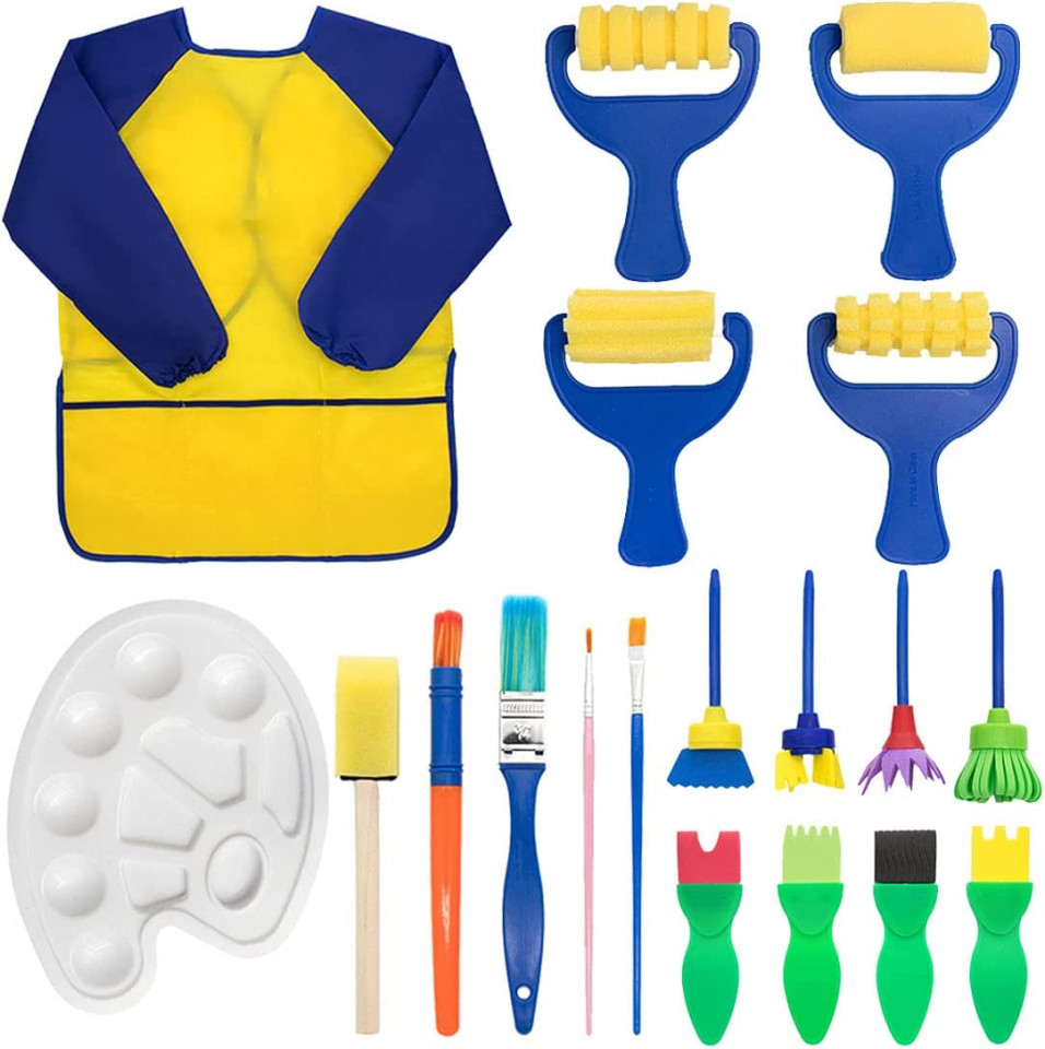 Set de accesorii pentru pictura Miotlsy, 19 piese, burete/EVA/plastic, multicolor Accesorii imagine noua
