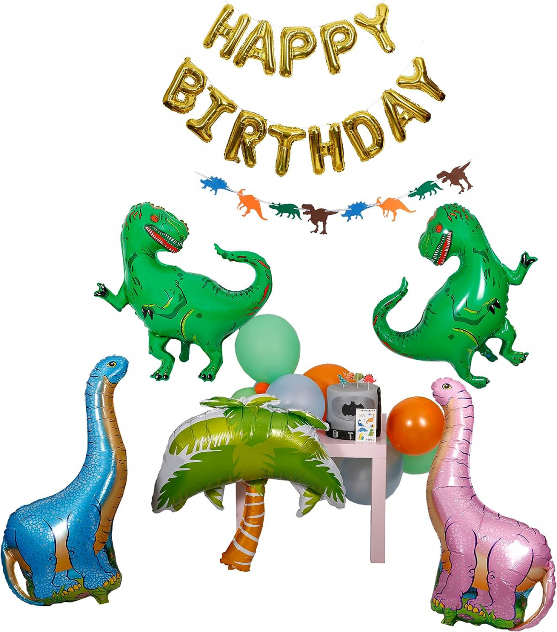 Set de baloane pentru aniversare Matissa, model dinozaur, folie, multicolor, 6 piese Pret Redus chilipirul-zilei pret redus imagine 2022