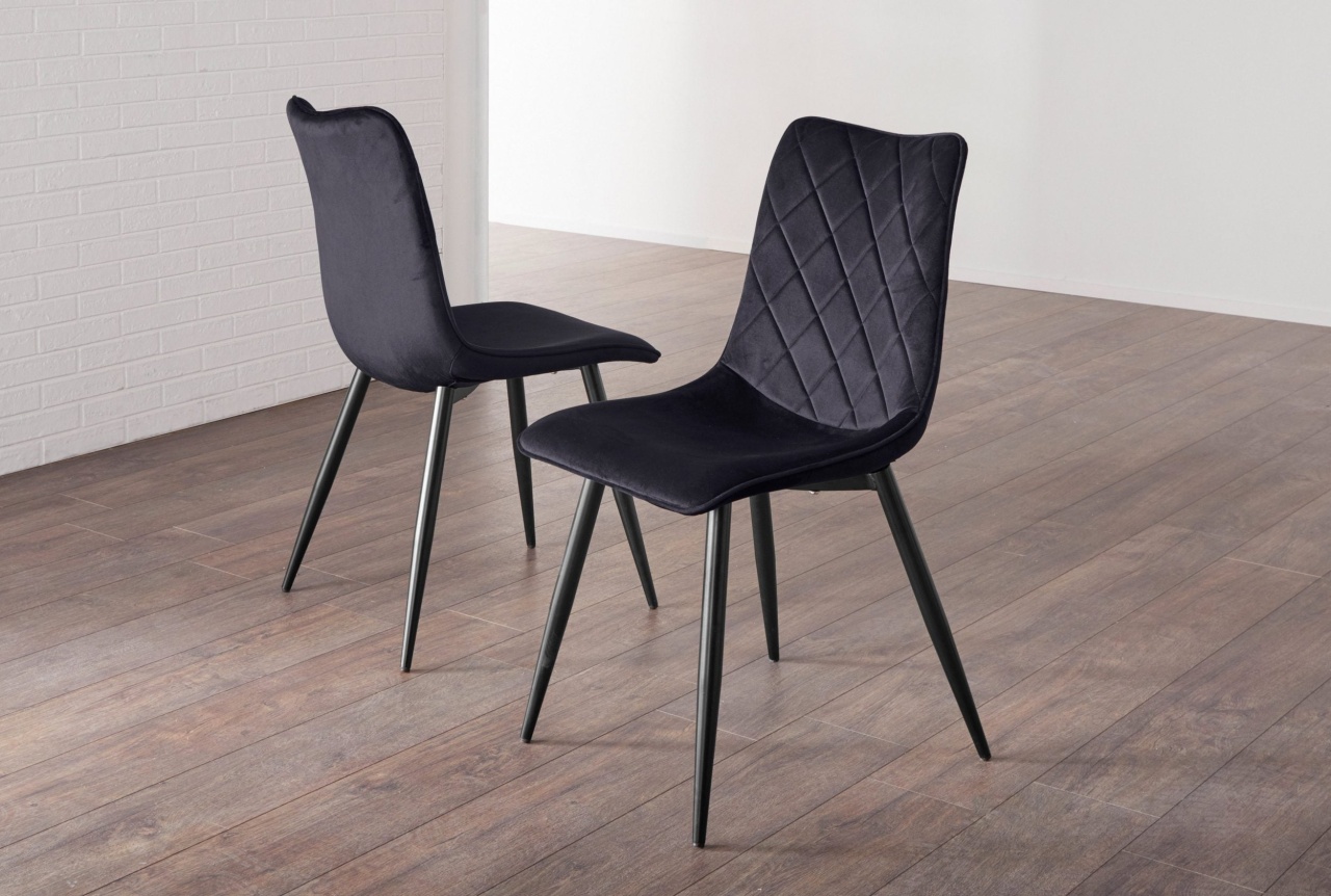 Set de doua scaune Bello, Catifea, Negru