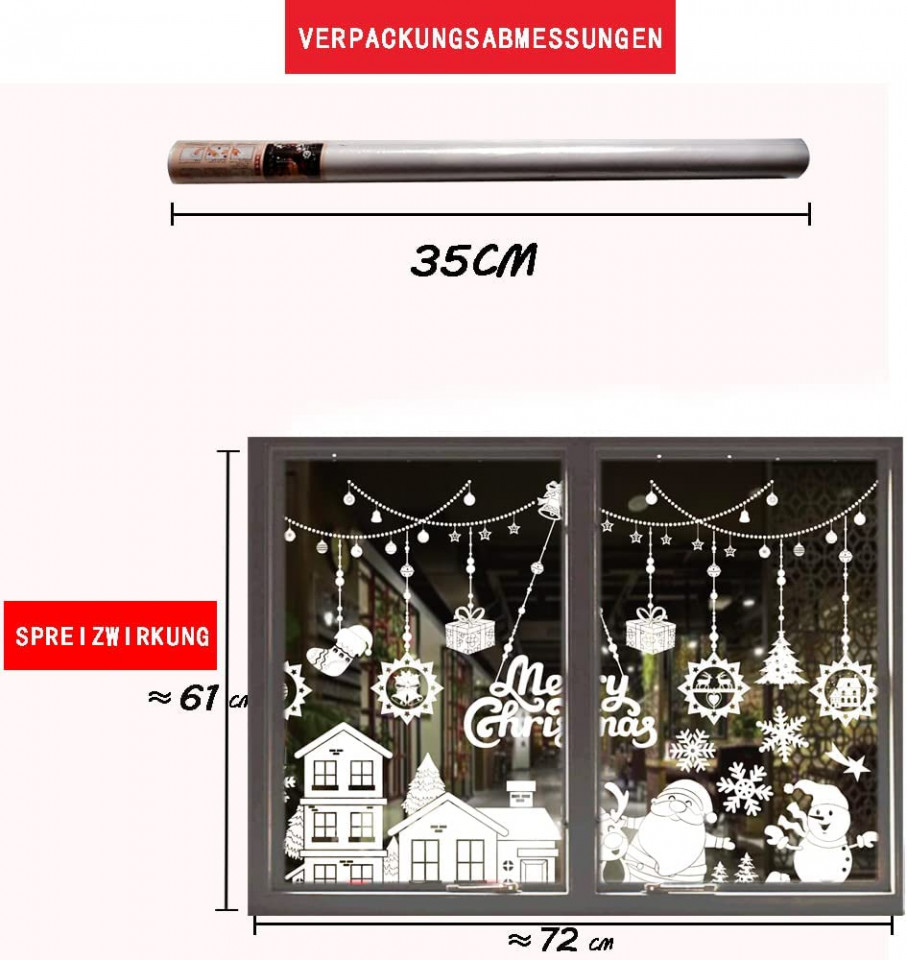 Set de stickere pentru fereastra Anyingkai, PVC, alb, 61 x 72 cm