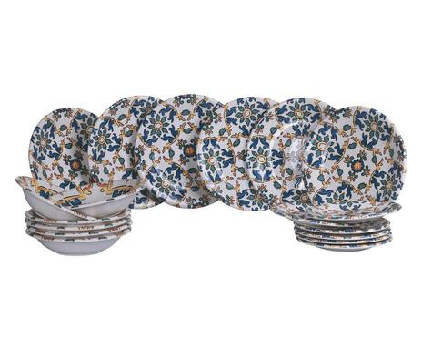 Set de vase Palermo, ceramica, alb/albastru/galben, 18 piese chilipirul-zilei imagine noua